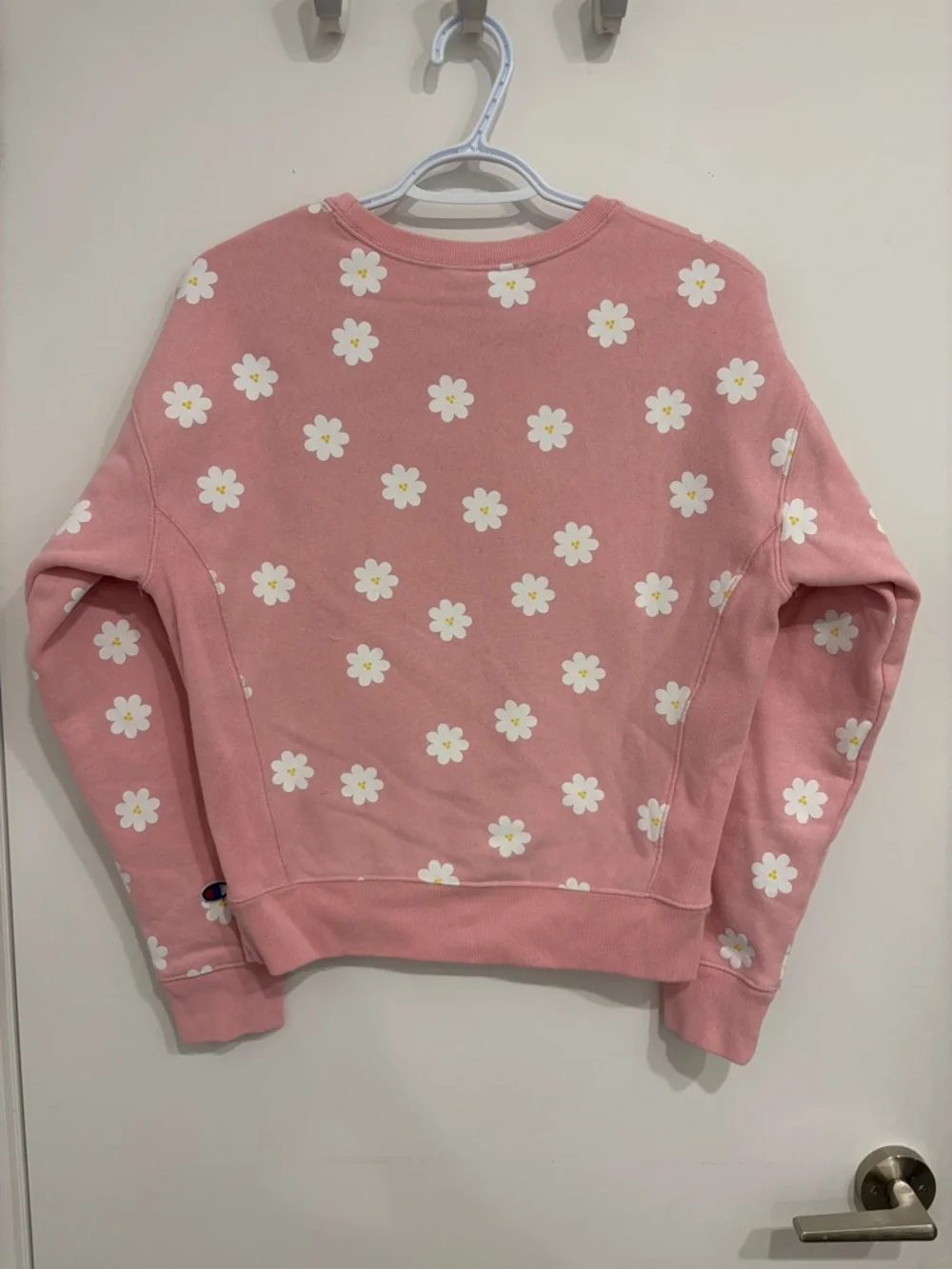 RARE Champion Pink Daisy Floral Reverse Weave Crewneck - Picture 2 of 6